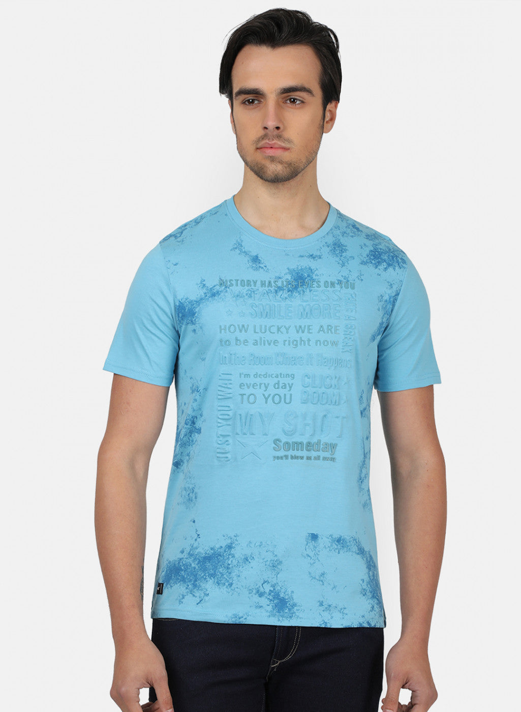 Men Blue Printed T-Shirts