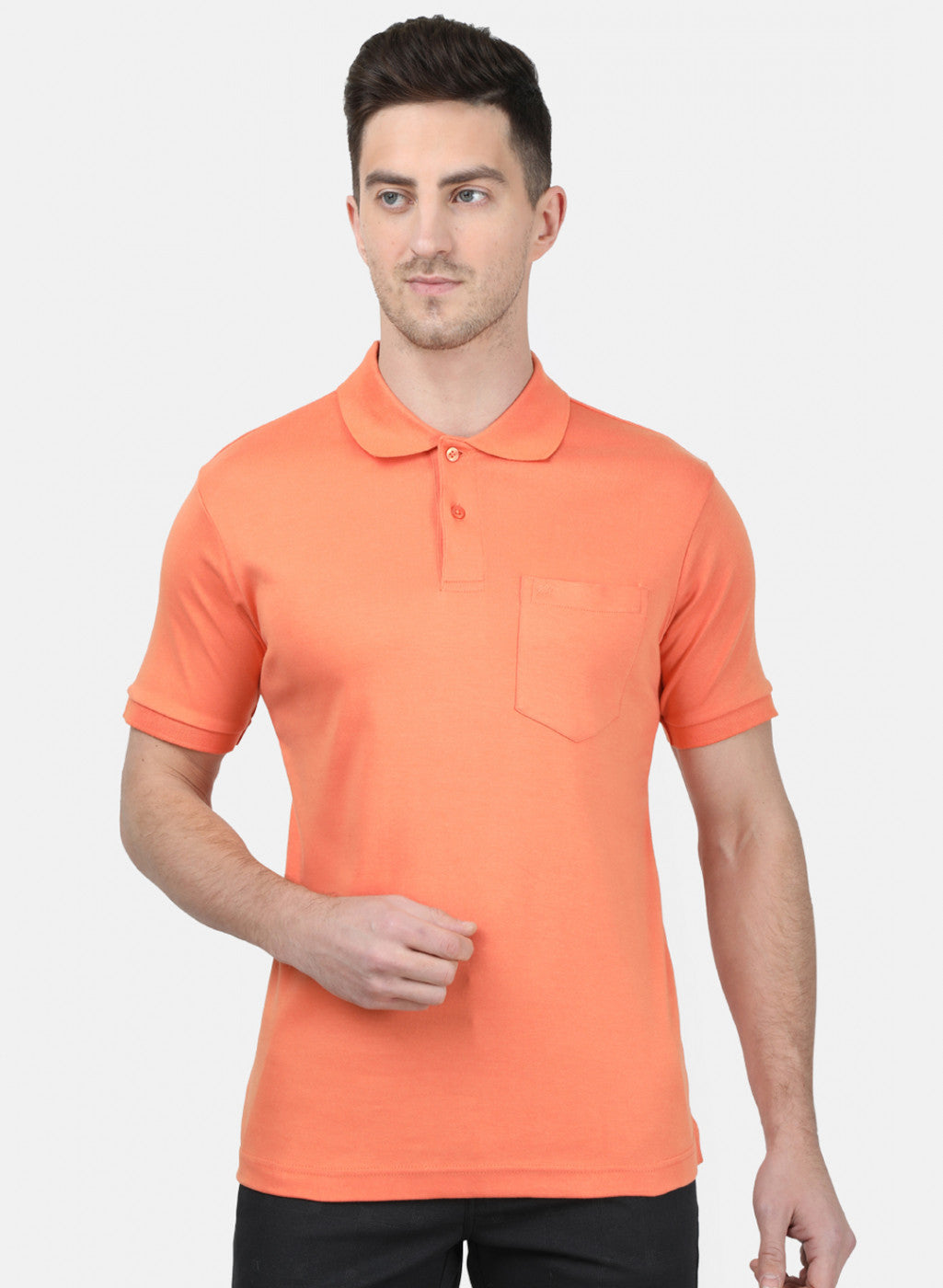 Mens Orange Plain T-Shirt