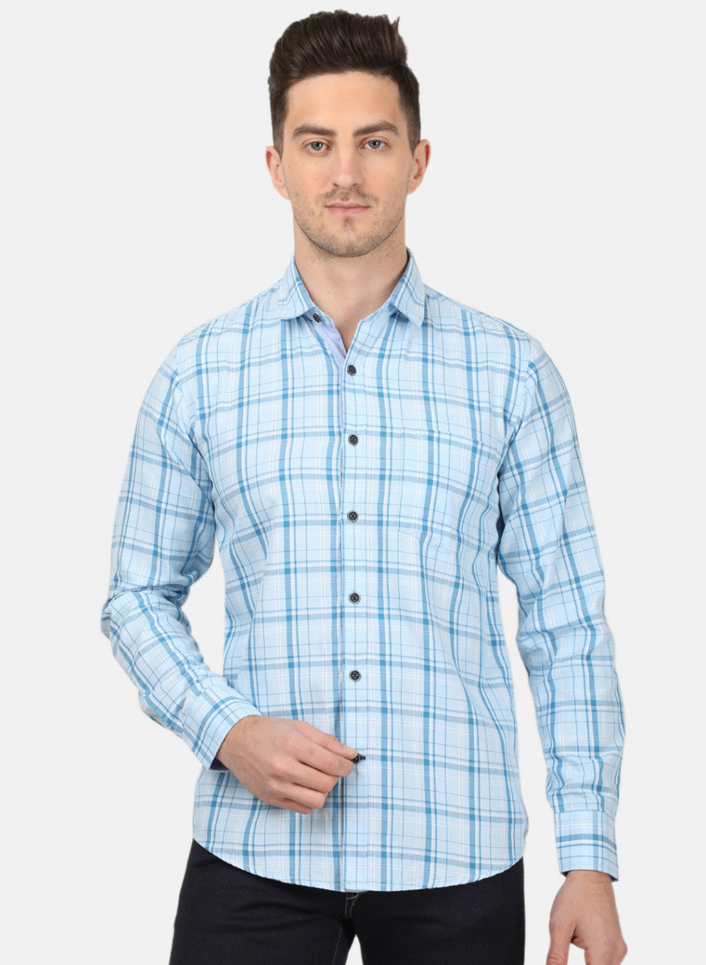 Mens Blue Check Shirt