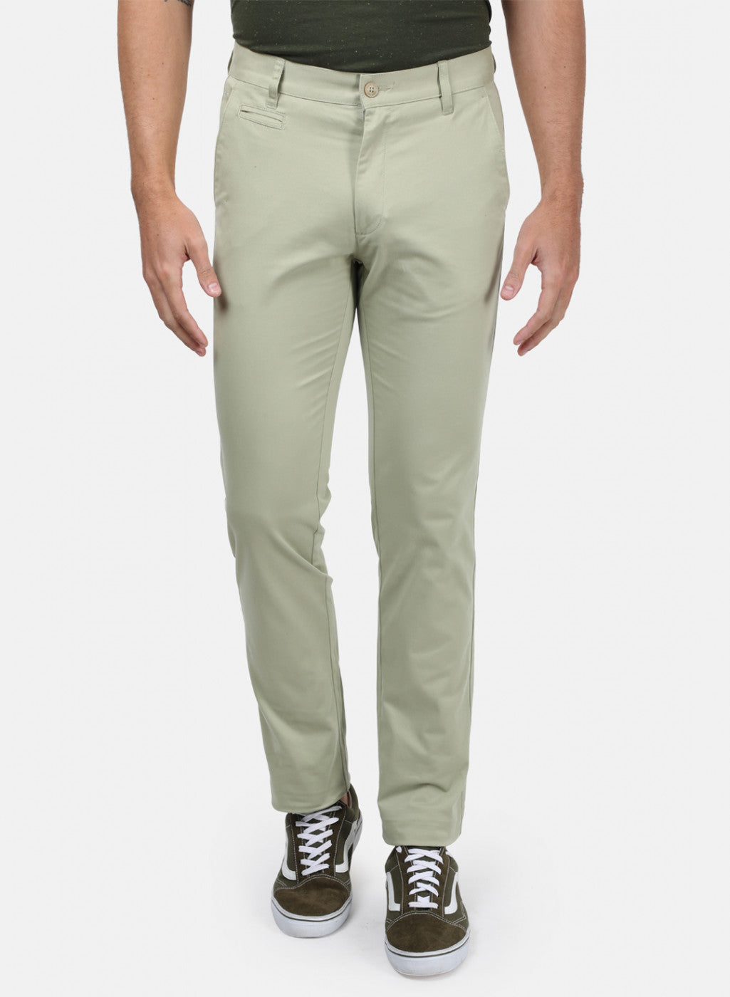 Men Green Plain Trousers