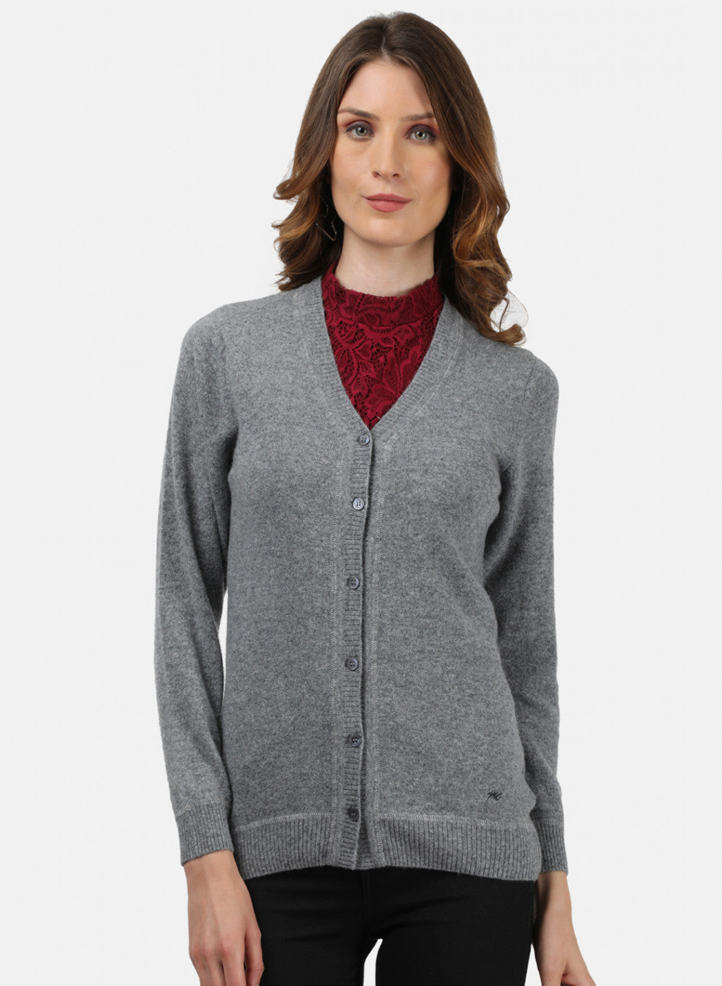 Women Grey Solid Cardigan