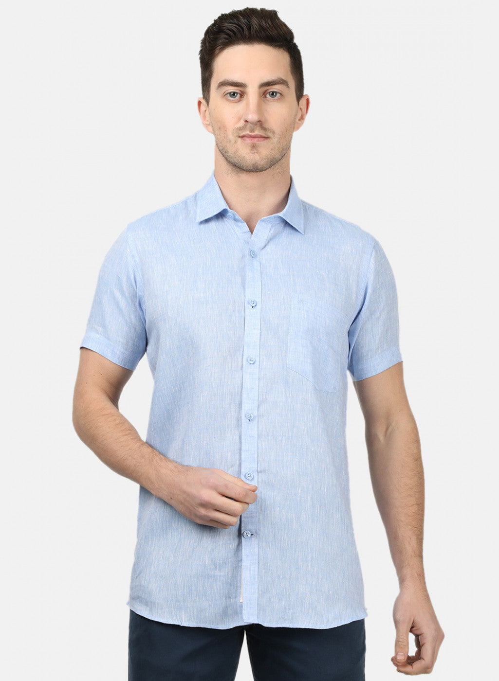 Mens Sky Blue Solid Shirts