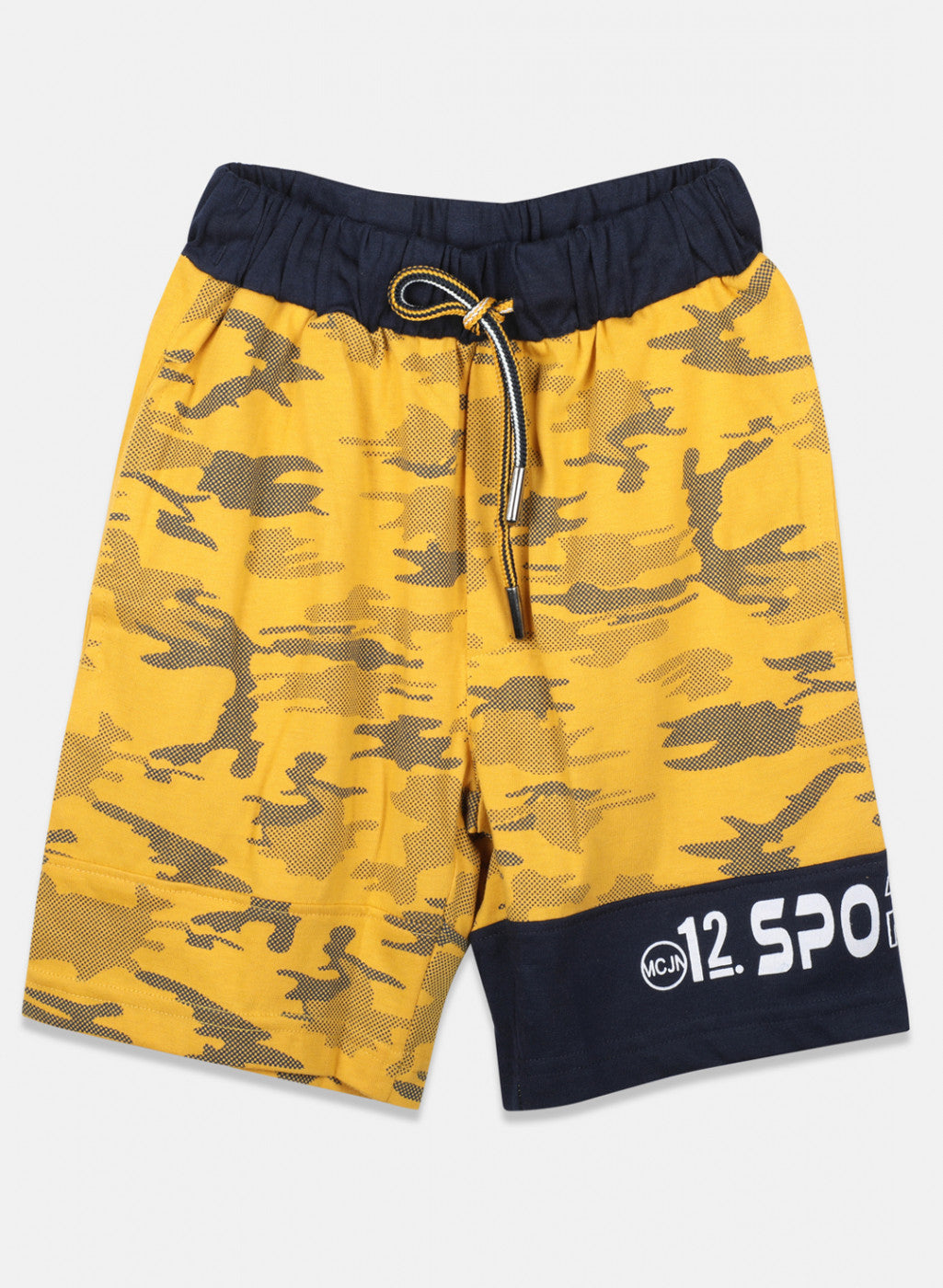 Boys Mustard Printed Bermudas