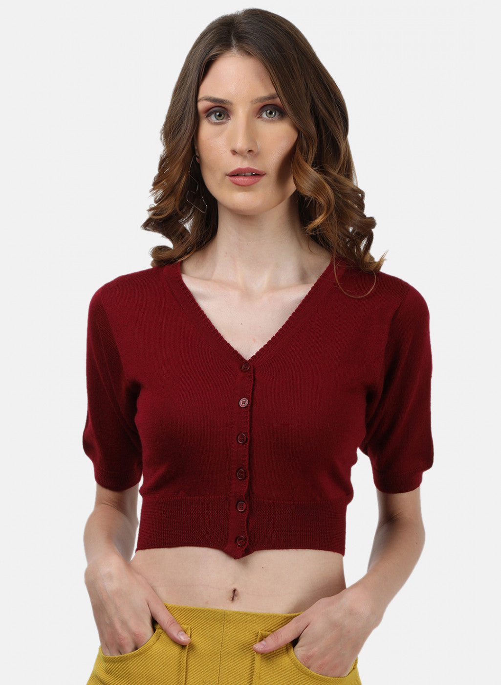 Women Maroon Solid Blouse