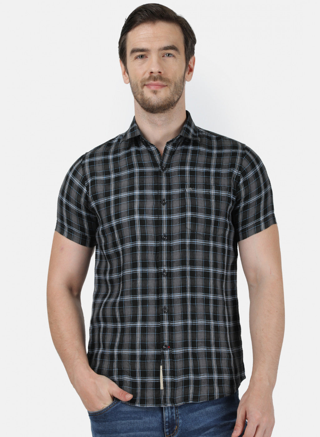 Mens Black Check Shirt