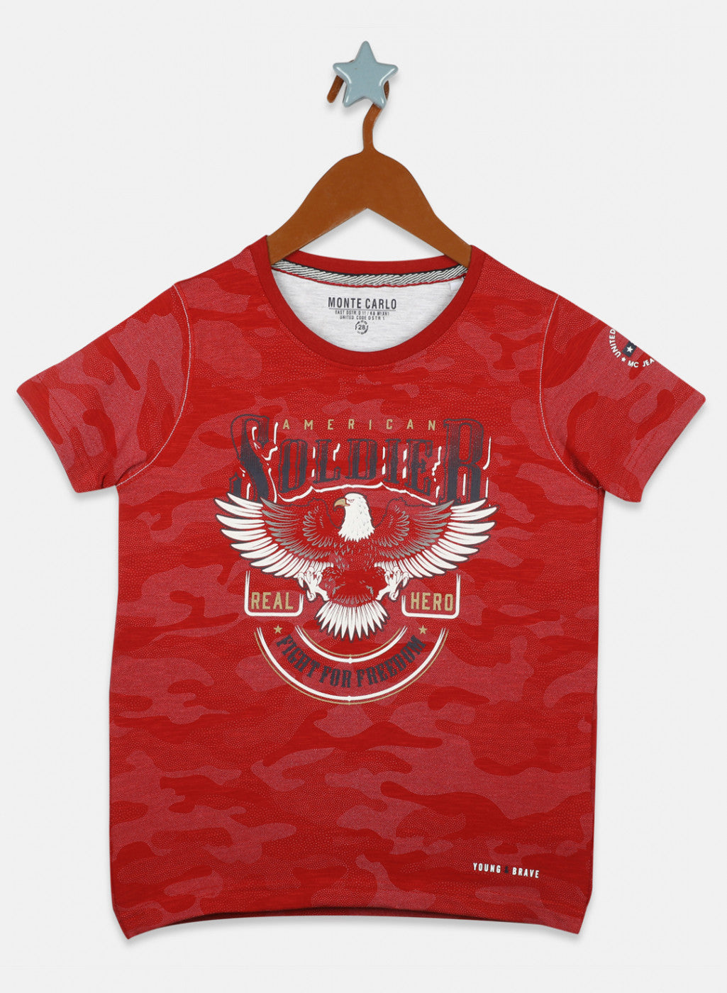 Boys Red Printed T-Shirt