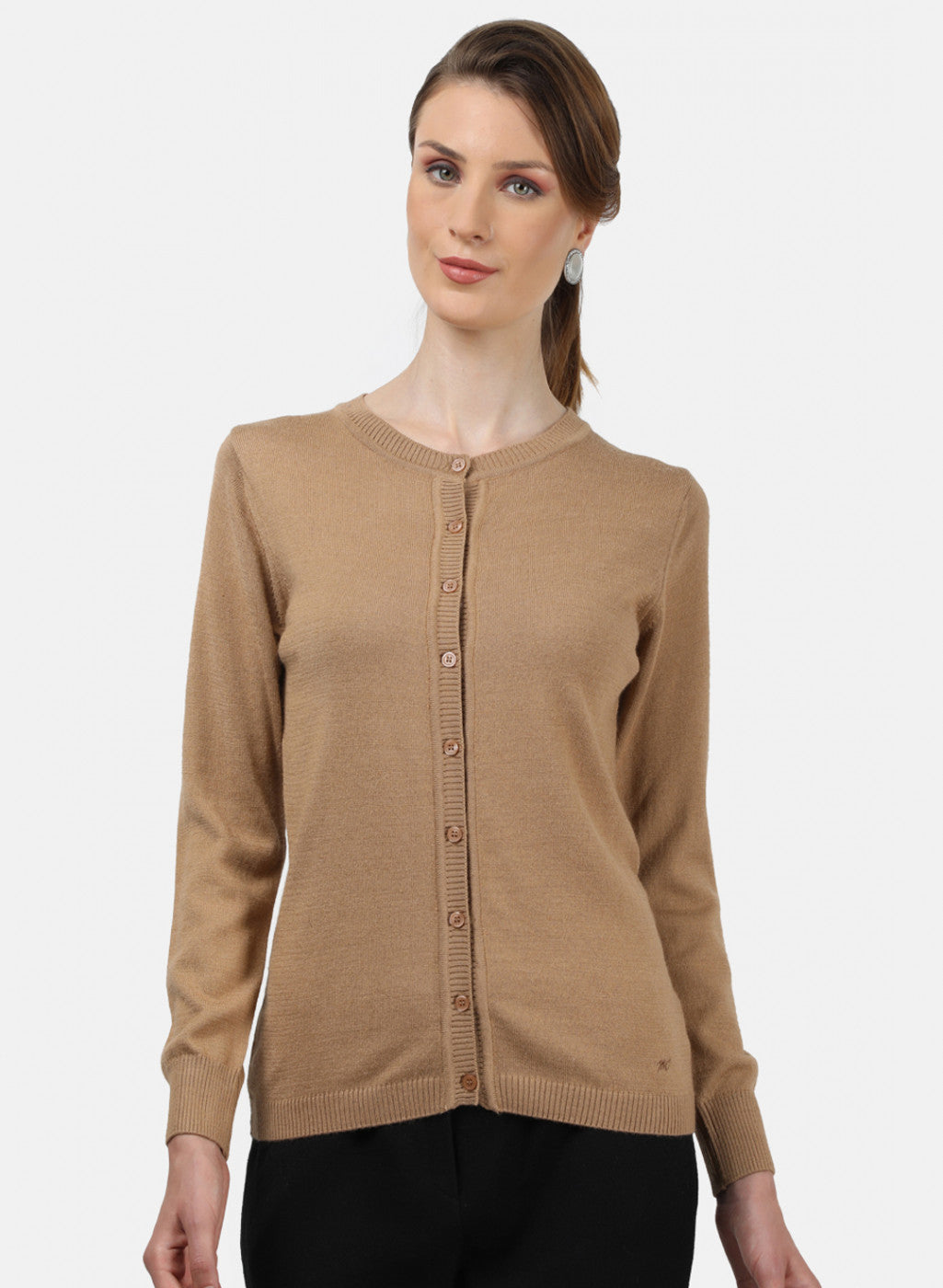 Women Brown Solid Cardigan