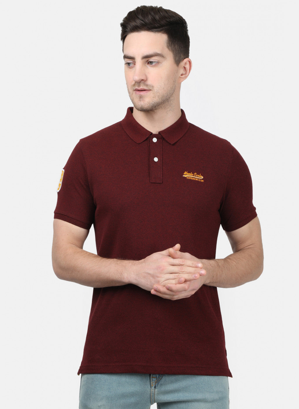 Mens Maroon Plain T-Shirts