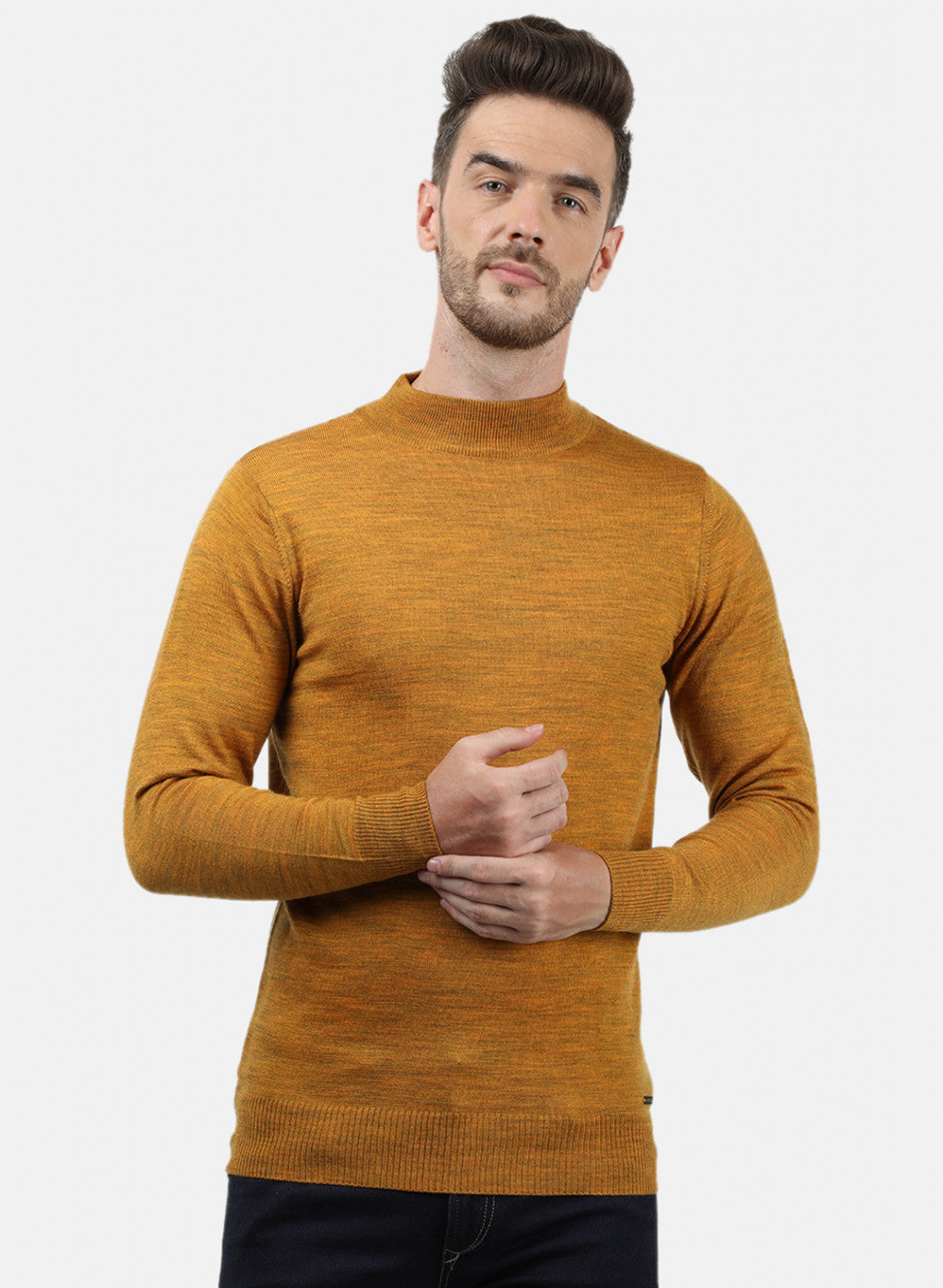 Men Yellow Solid Pullover