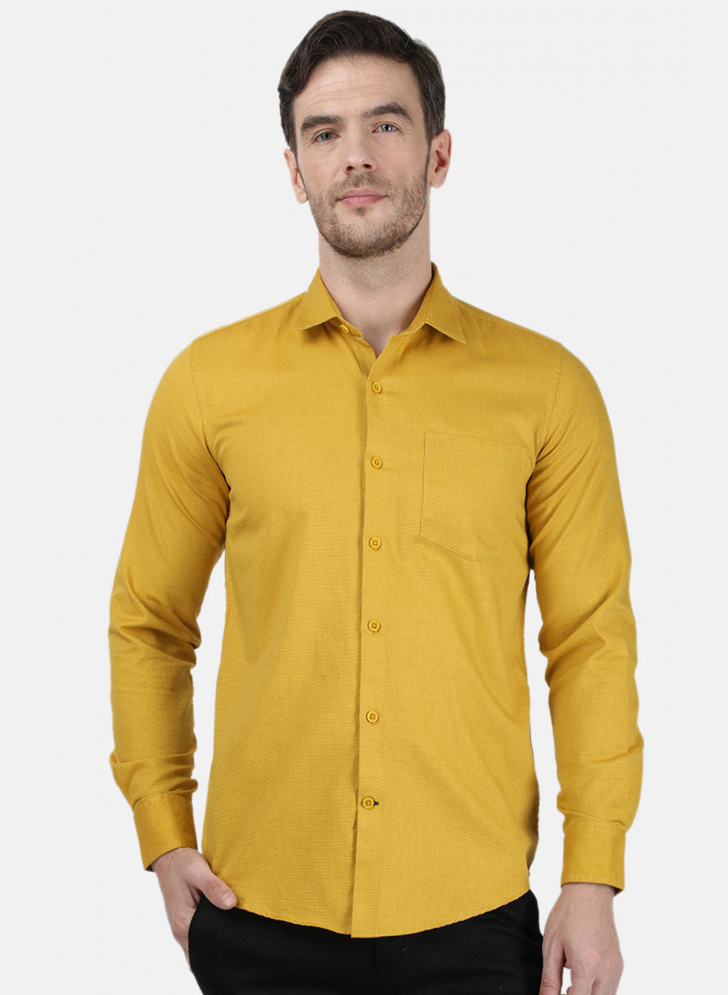 Mens Mustard Solid Shirt