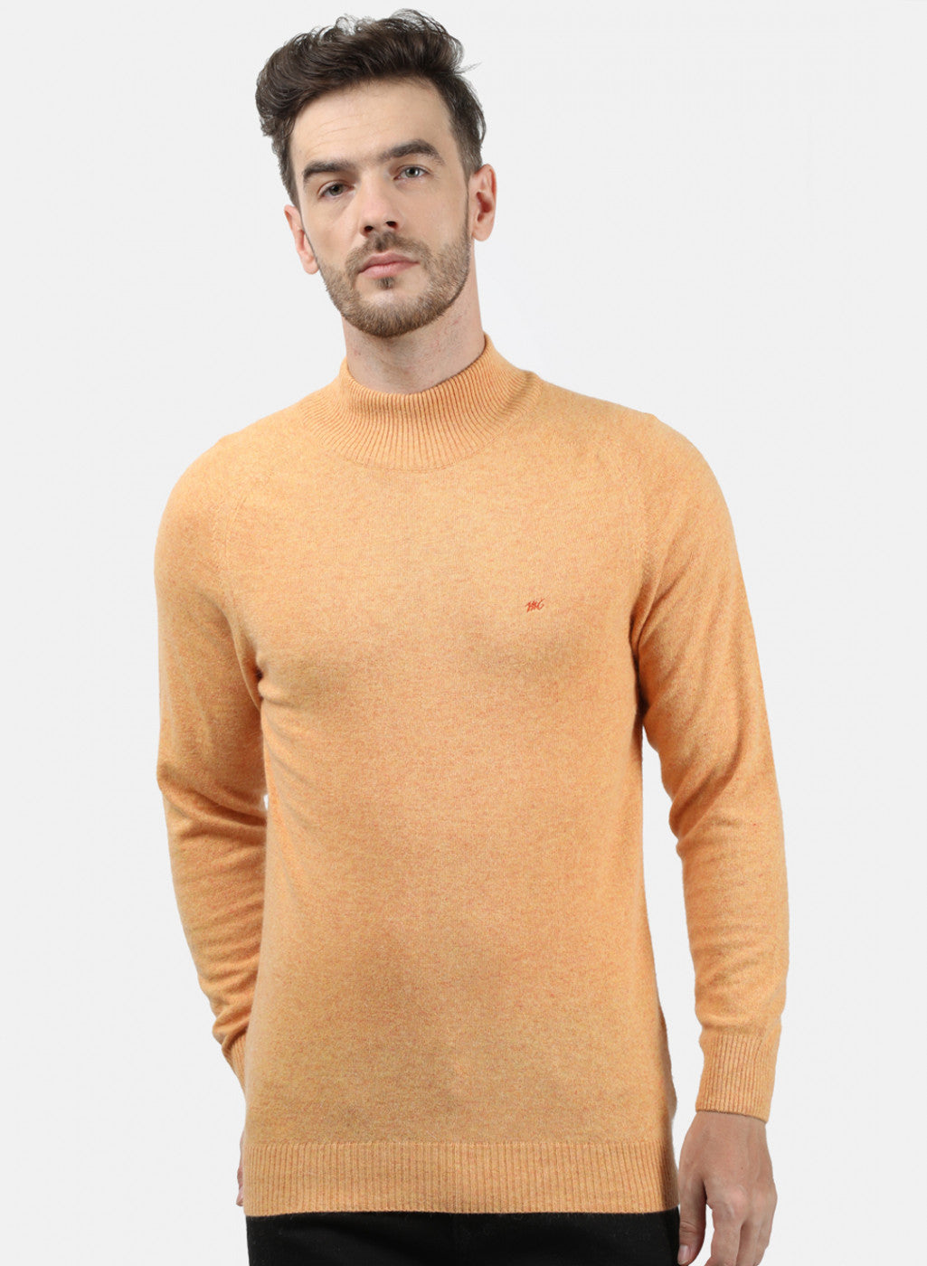 Men Orange Solid Pullover