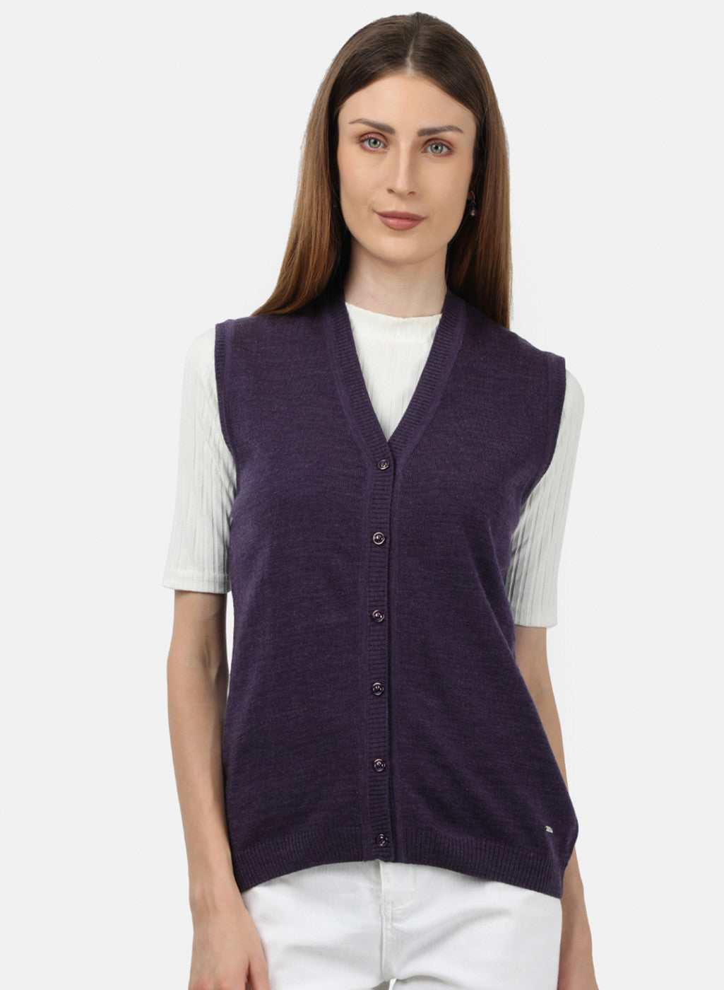 Women Purple Solid Cardigan