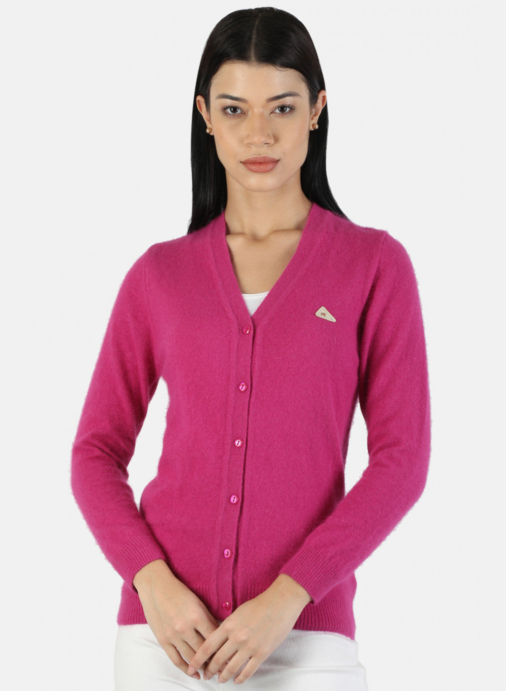 Women Pink Solid Cardigan