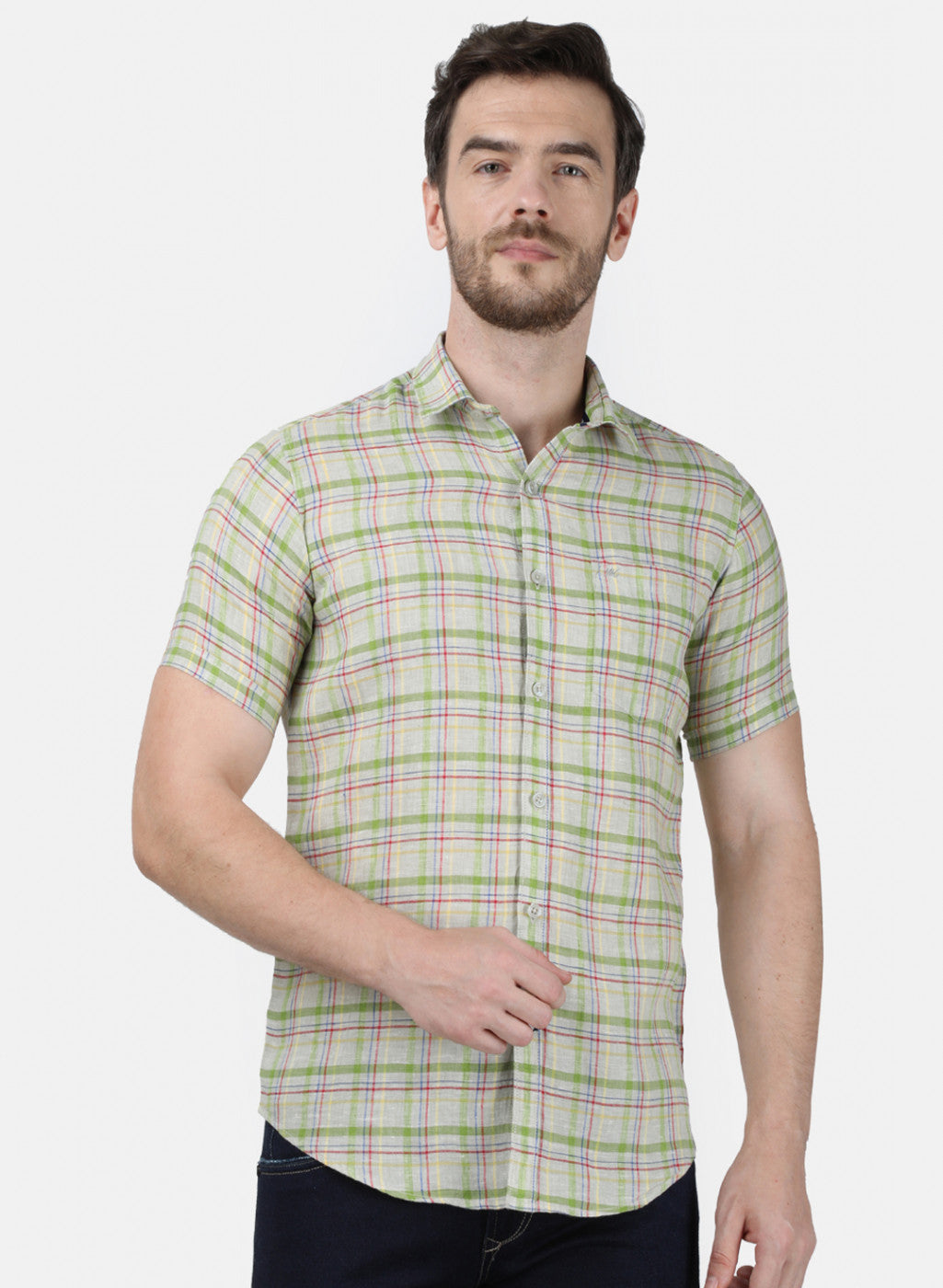 Mens Olive Check Shirt