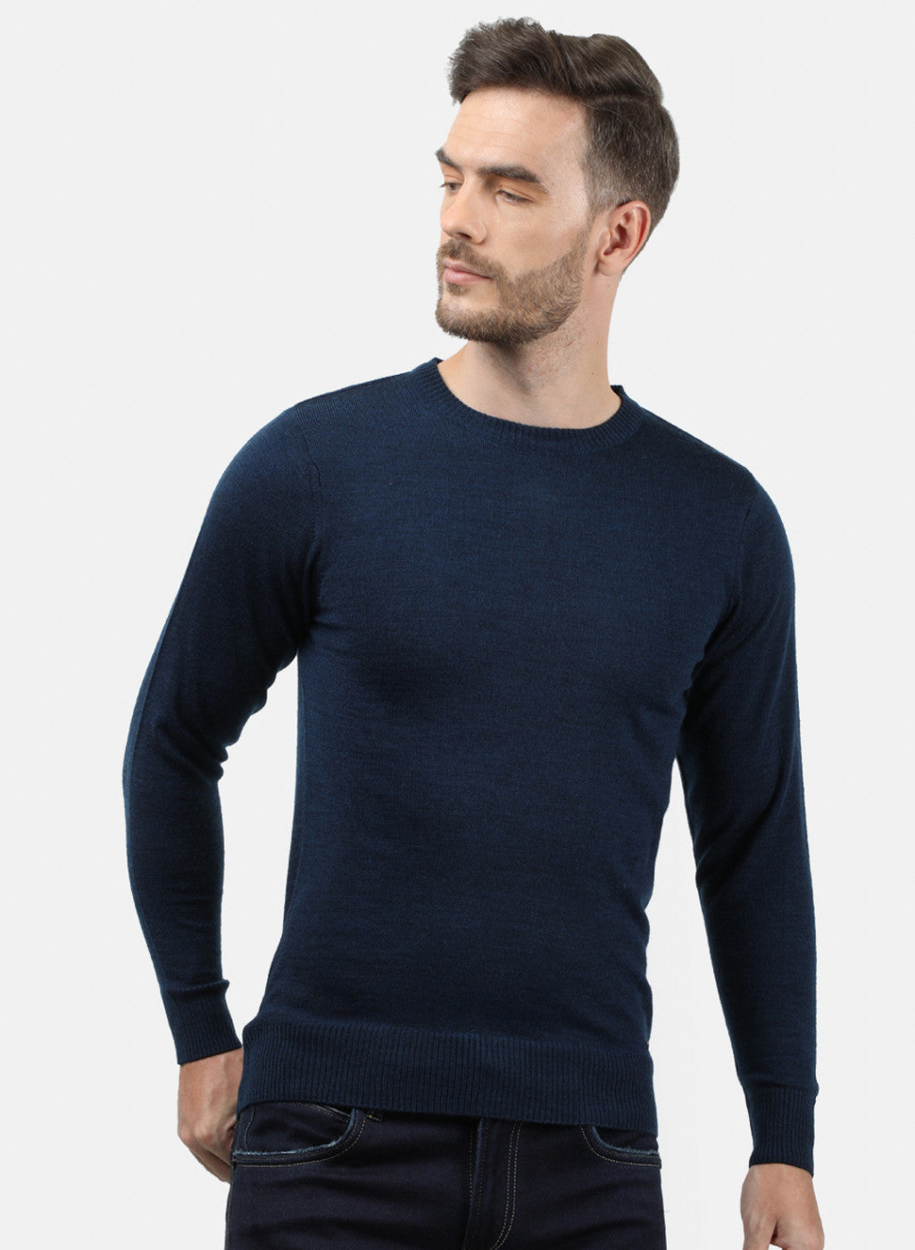 Men NAvy Blue Solid Pullover