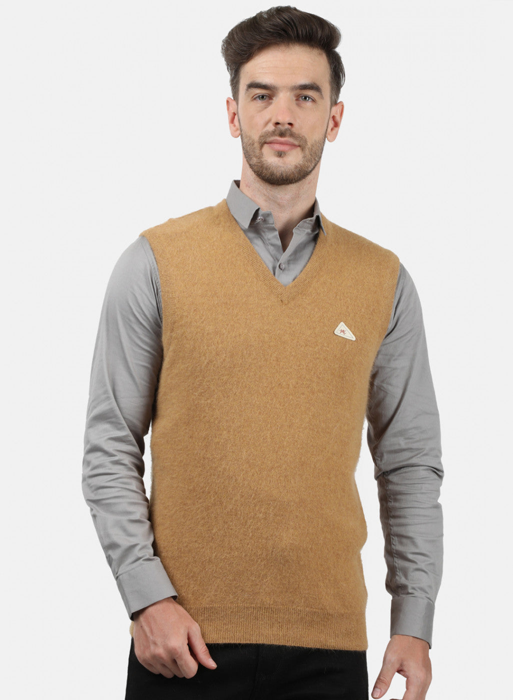 Men Light Brown Solid Sweater