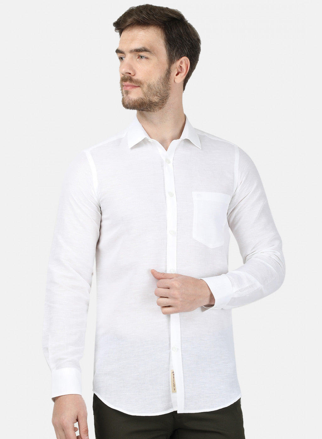 Mens White Solid Shirt