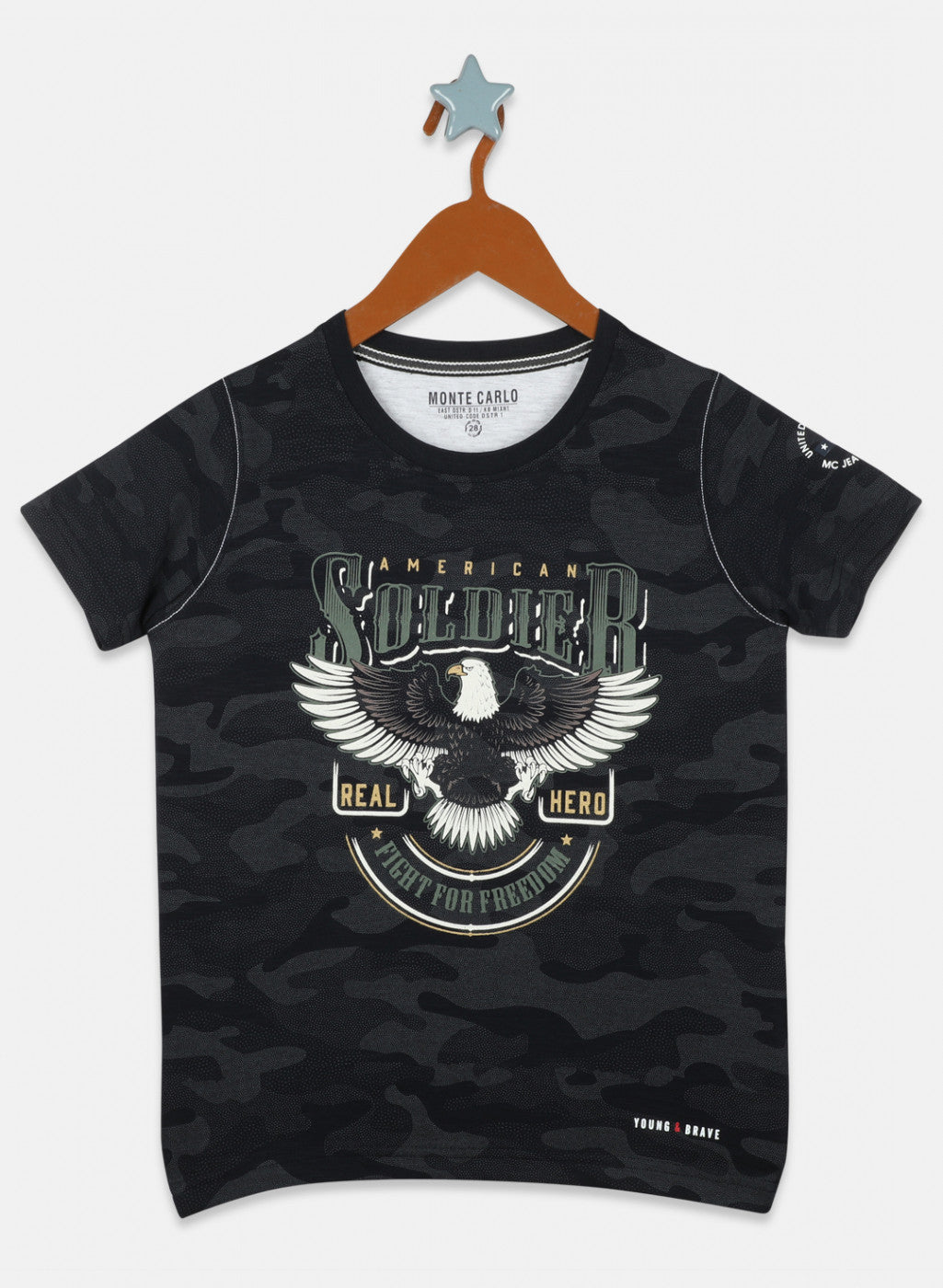 Boys Navy Blue Printed T-Shirt