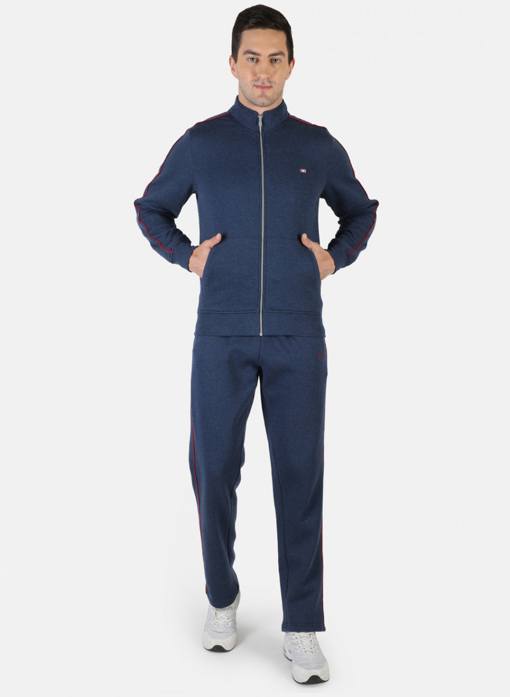 Men NAvy Blue Plain Tracksuit