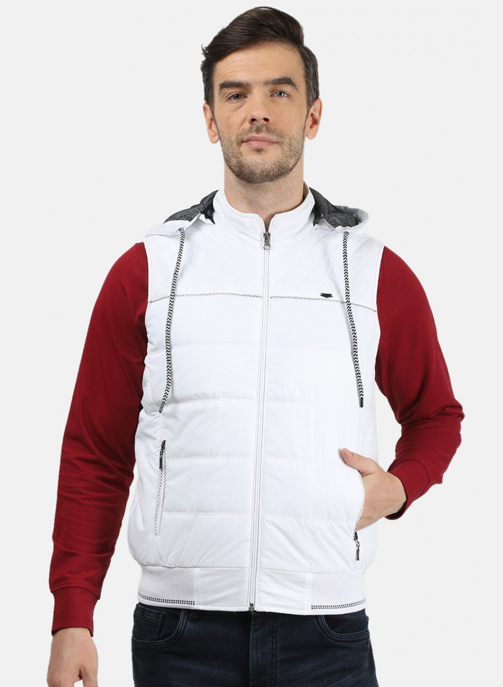 Men White Plain Jacket