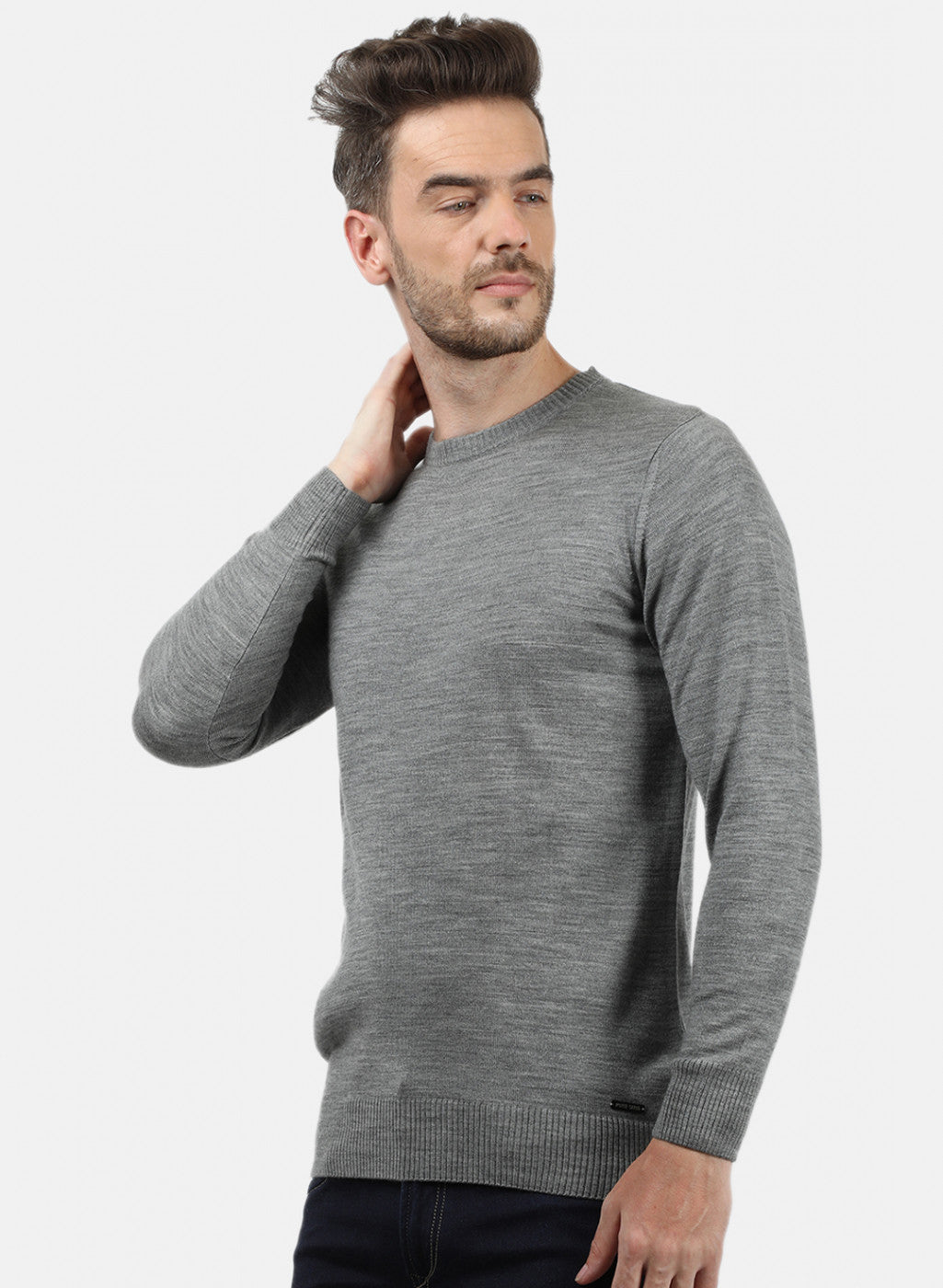 Men Grey Solid Pullover