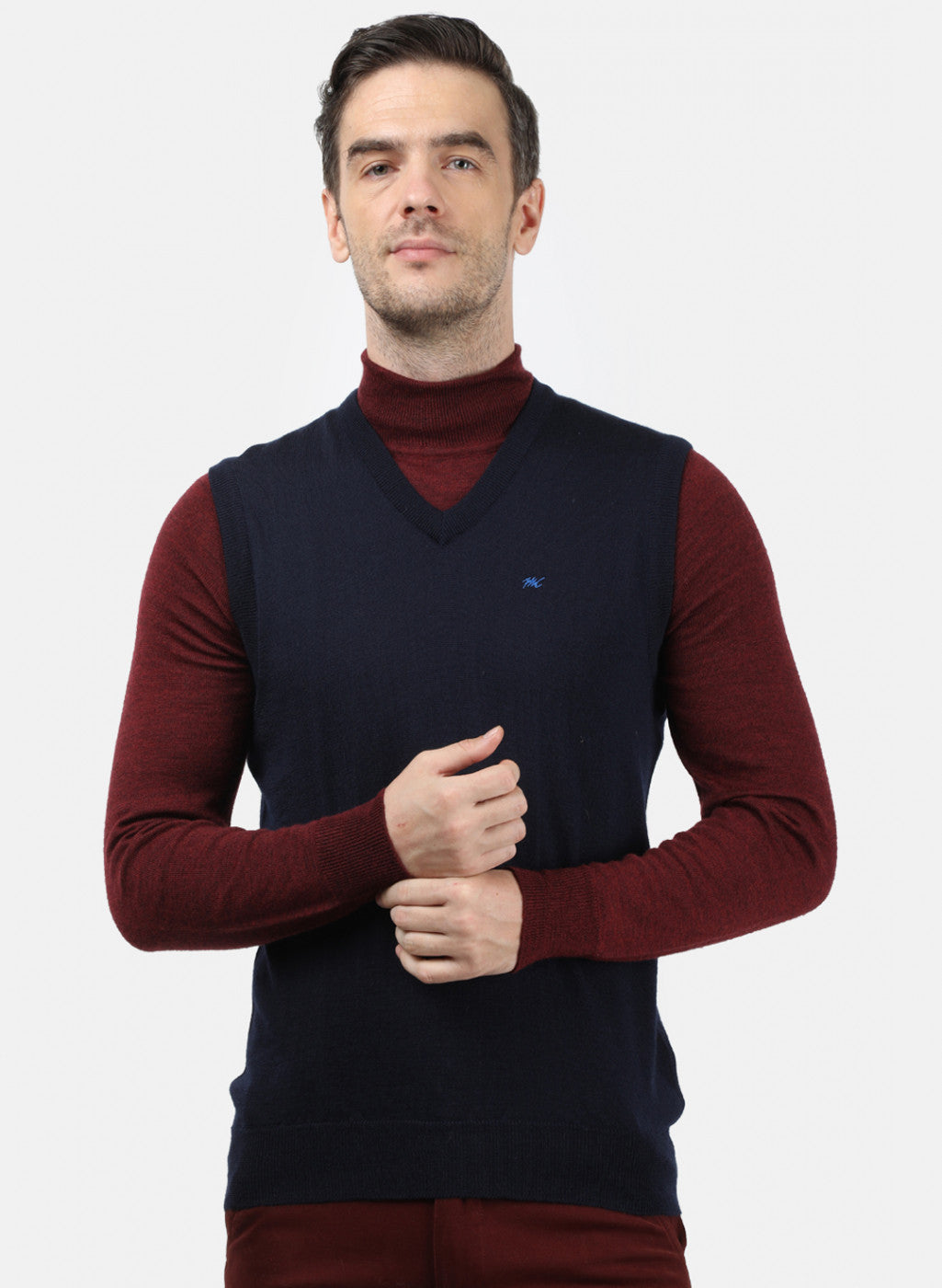 Men NAvy Blue Solid Sweater