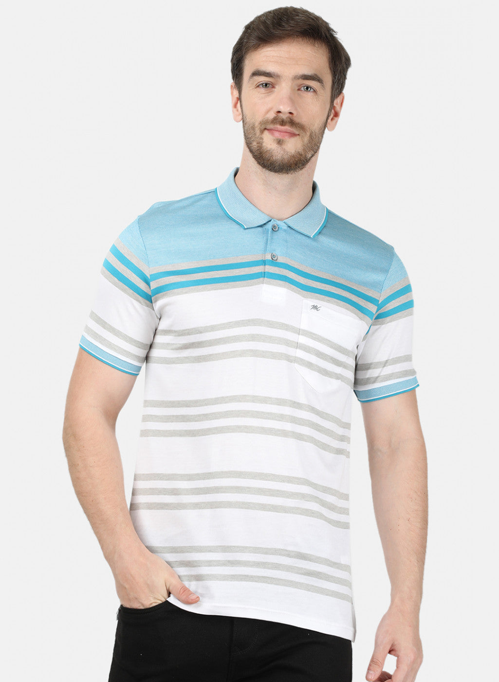 Mens Blue & White Stripe T-Shirt