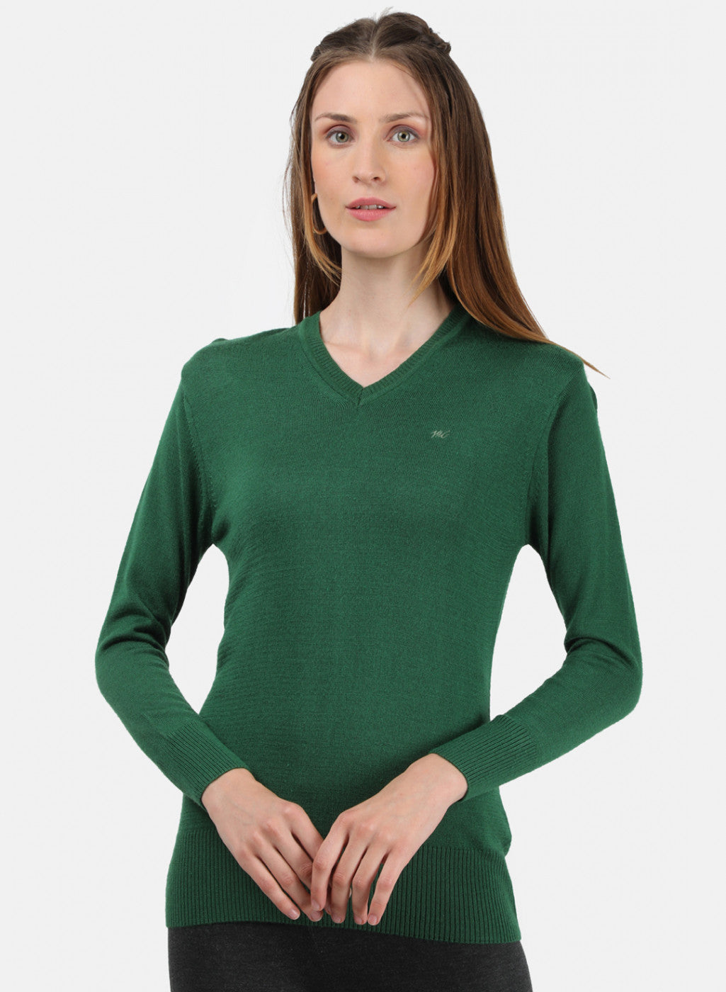 Women Green V Neck Top