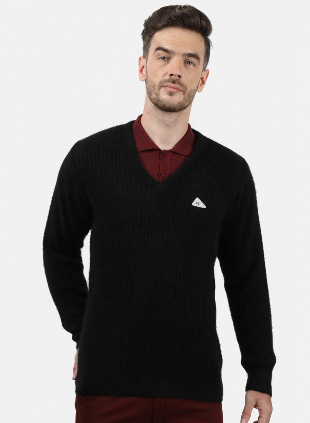 Men Black Solid Pullover