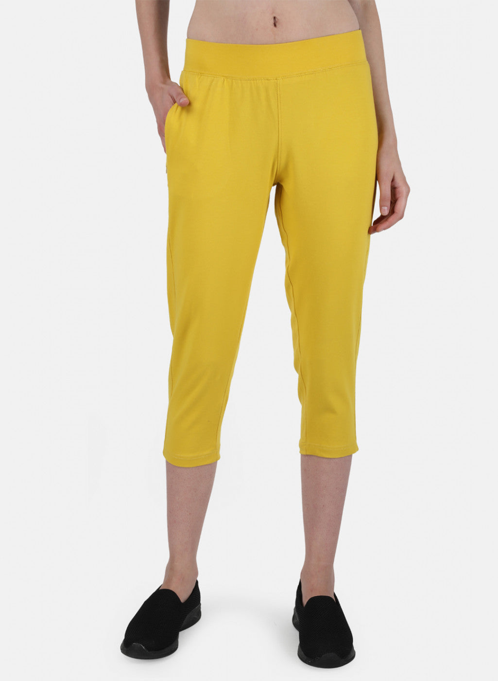 Womens Yellow Regular Capri