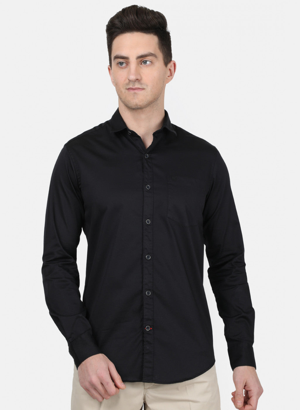 Mens Black Solid Shirt