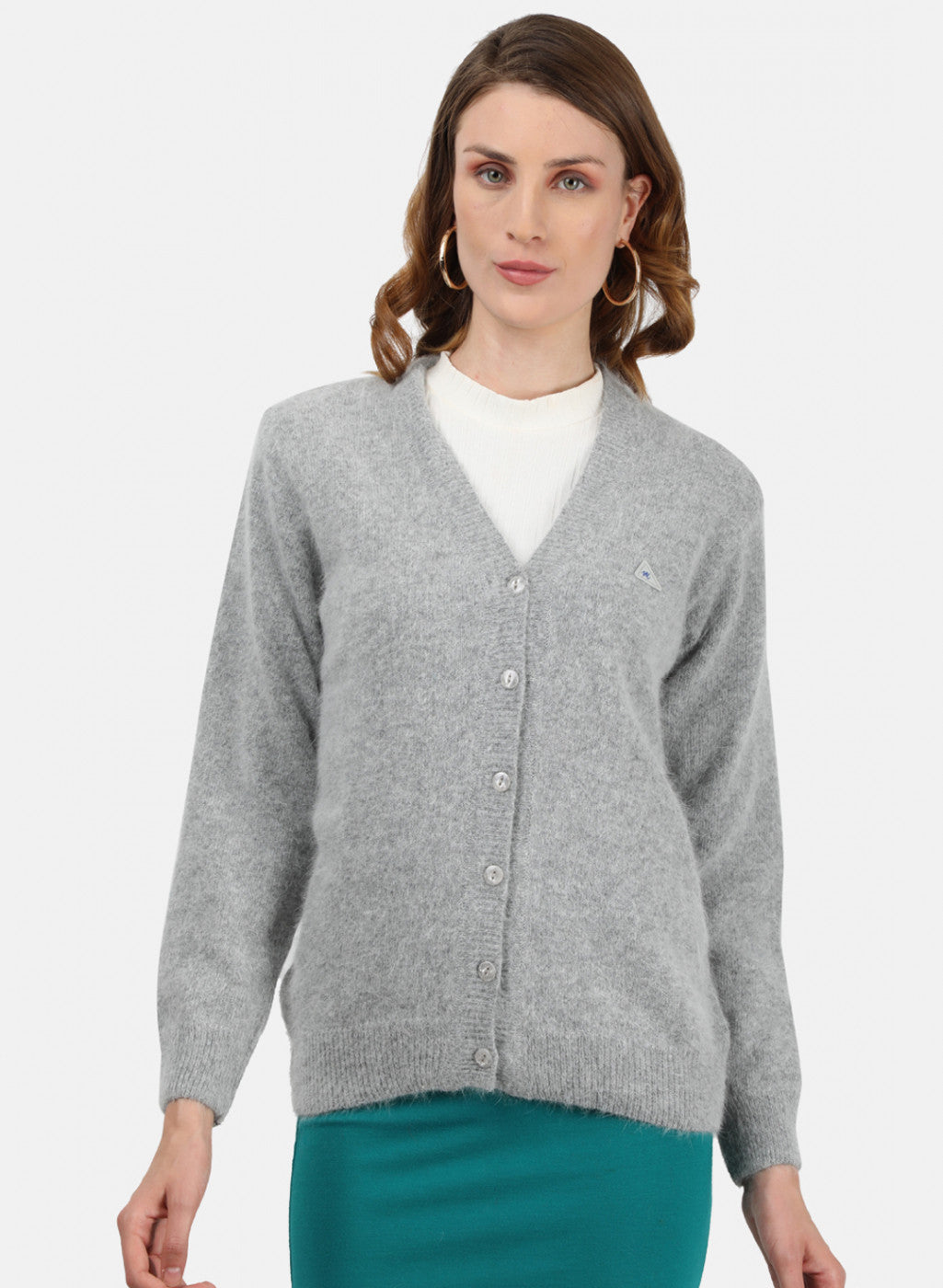 Women Grey Solid Cardigan