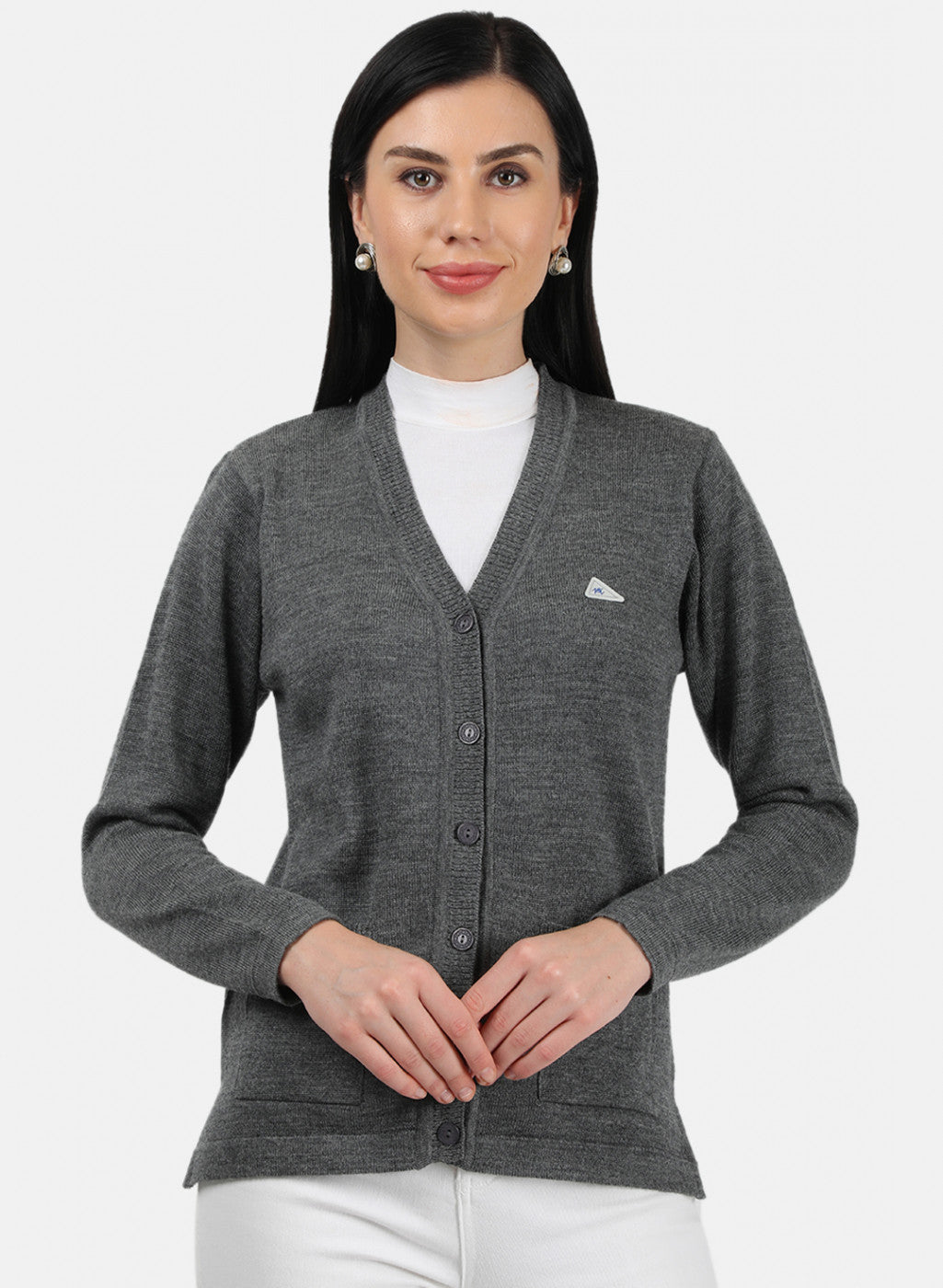 Women Grey Solid Cardigan