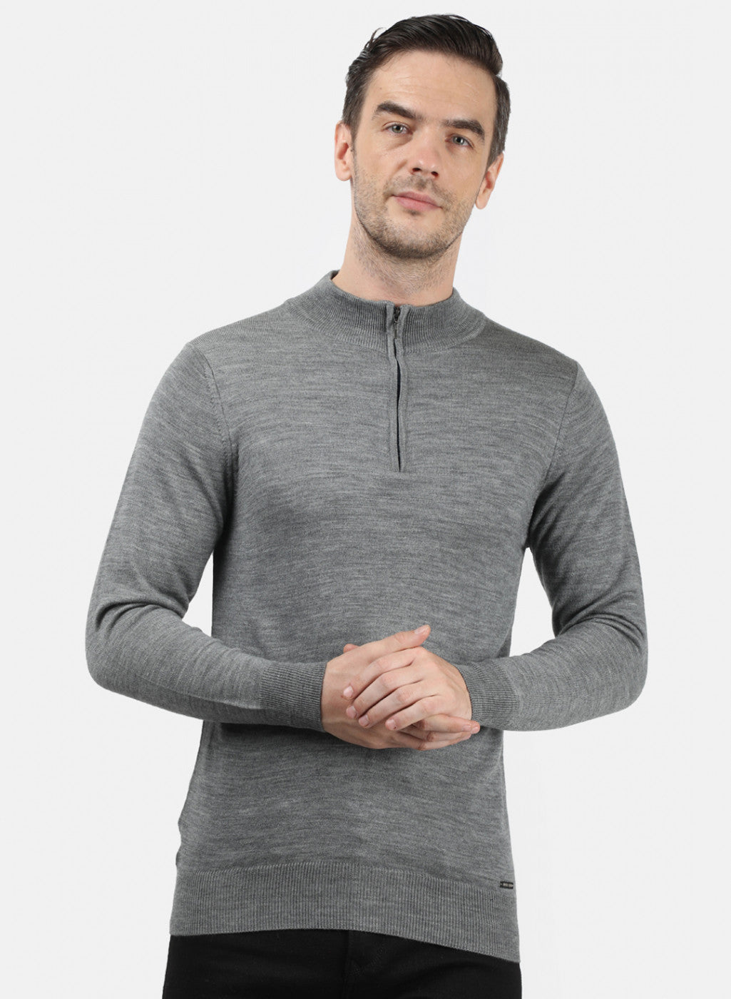 Men Grey Solid Pullover