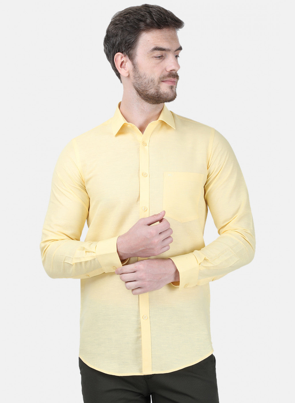 Mens Yellow Solid Shirt