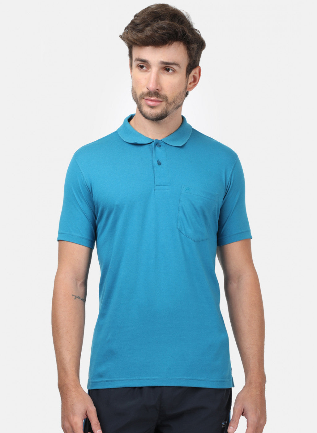 Men Blue Plain T-Shirts