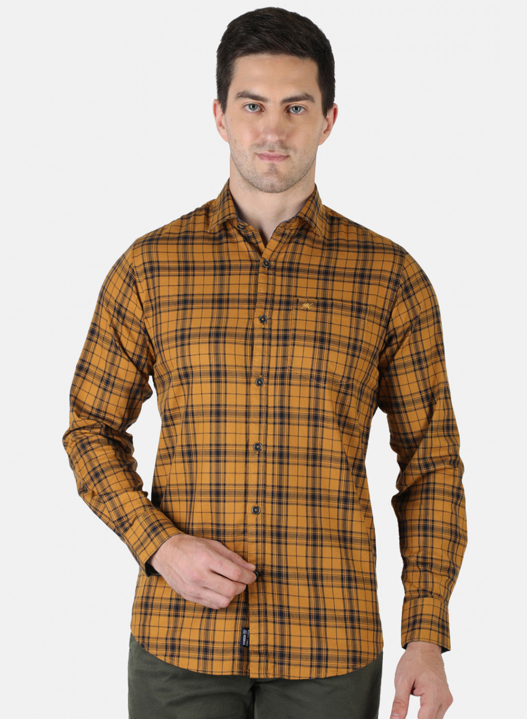 Men Mustard Check Shirt