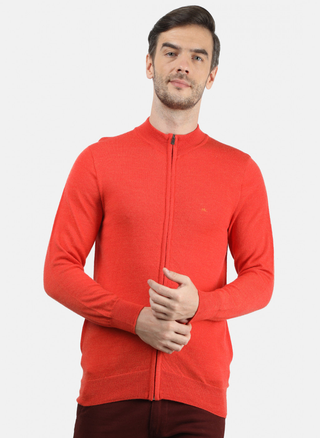 Men Orange Solid Pullover