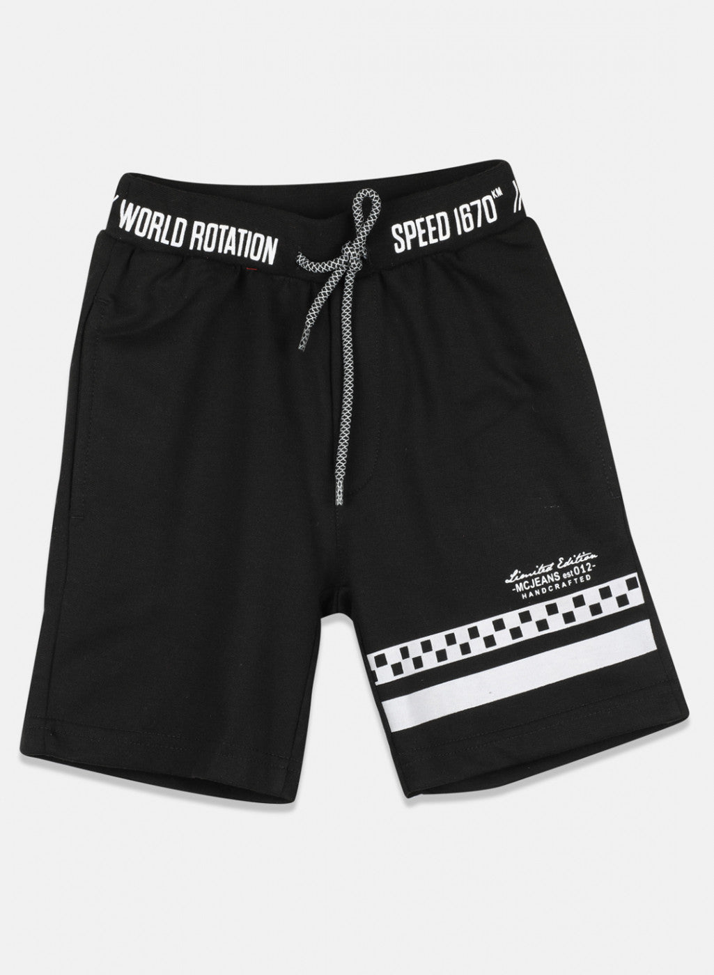 Boys Black Printed Bermuda