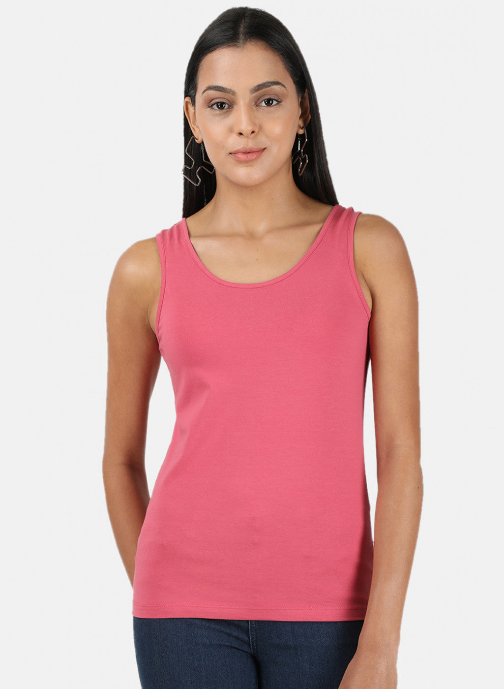 Womens Pink Plain Spaghetti