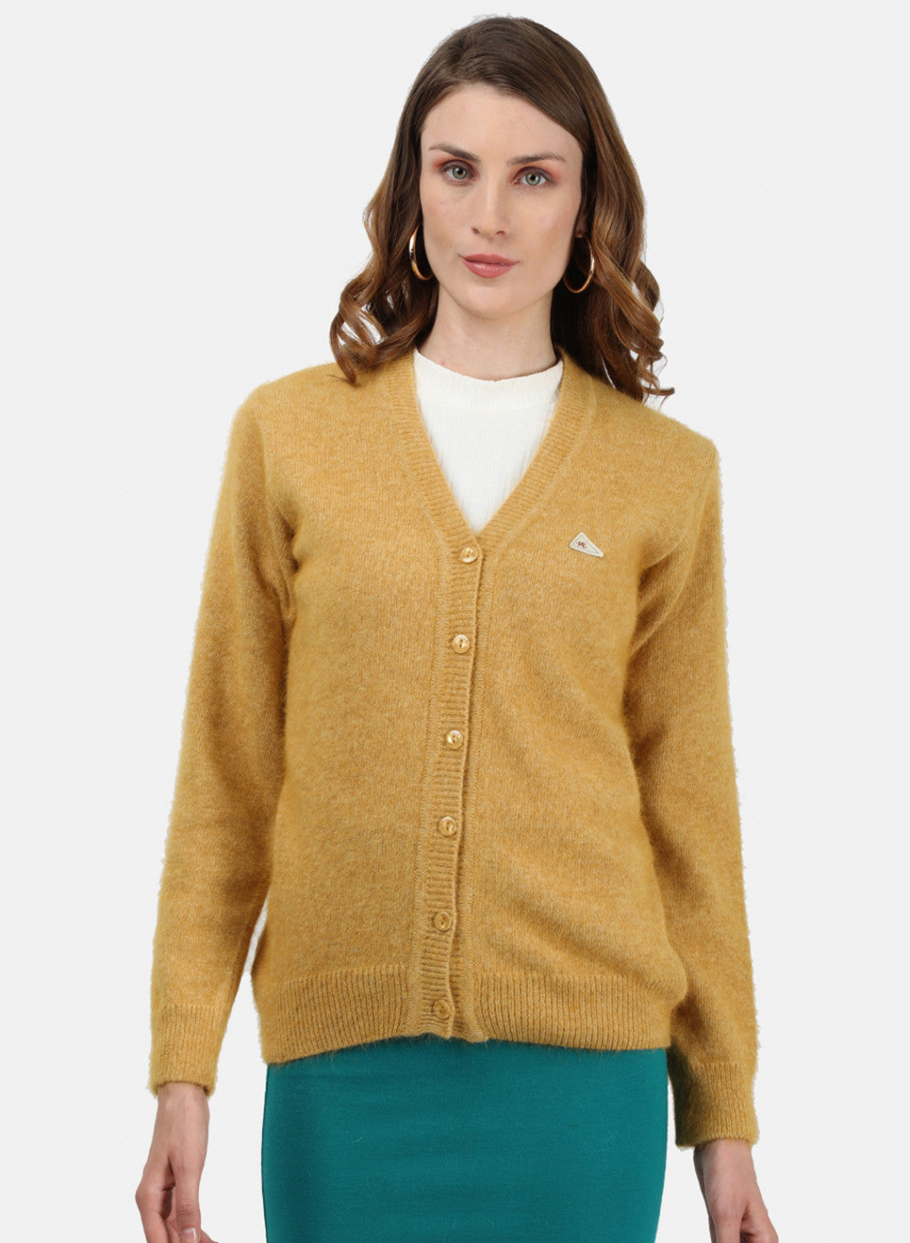 Women Yellow Solid Cardigan