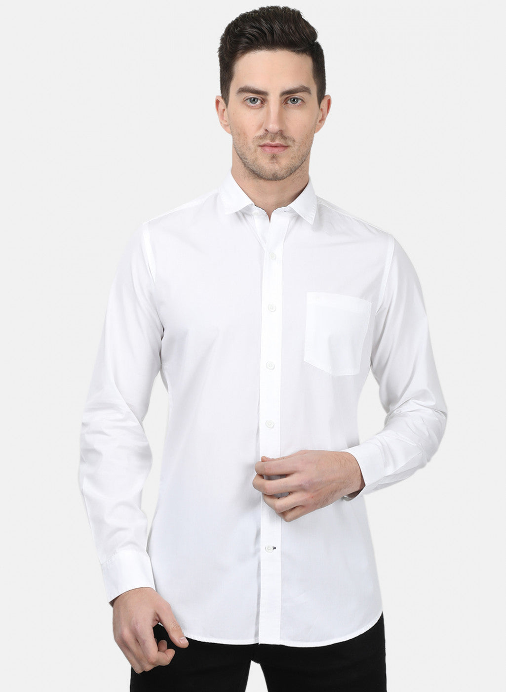 Mens White Solid Shirts