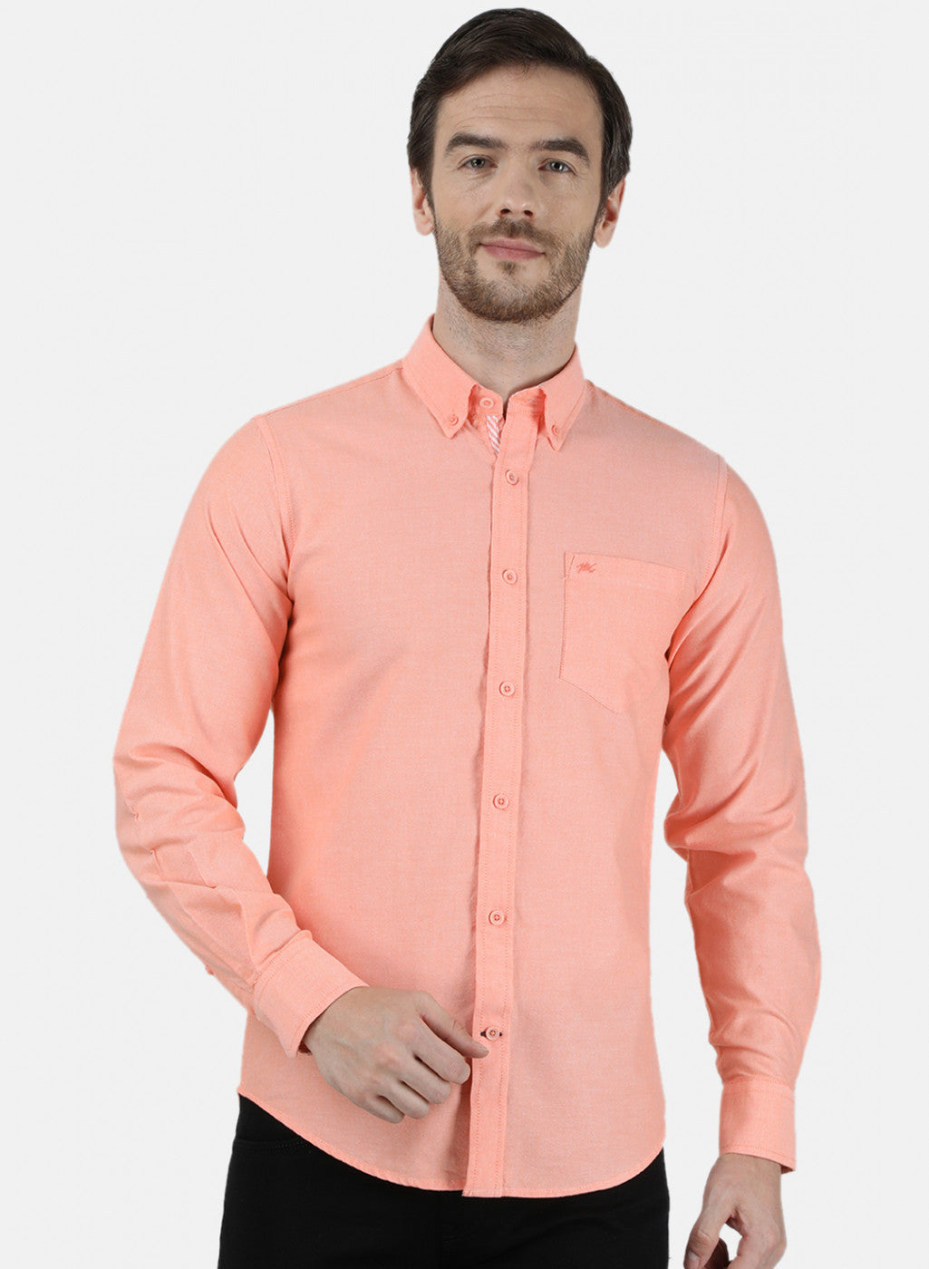 Mens Orange Solid Shirt