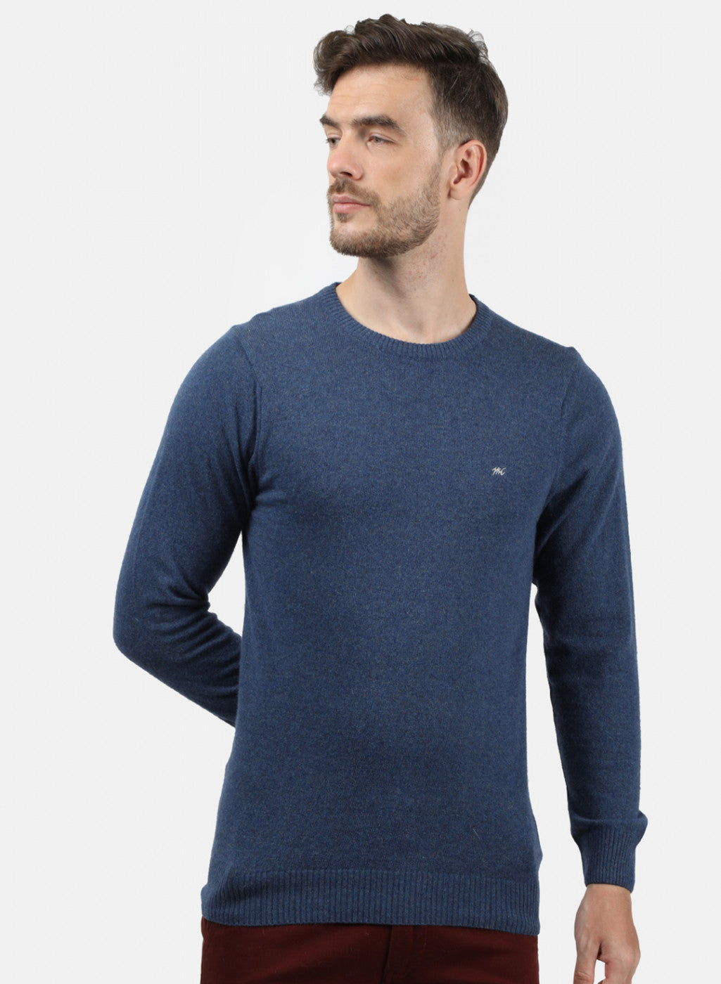 Men Blue Solid Pullover