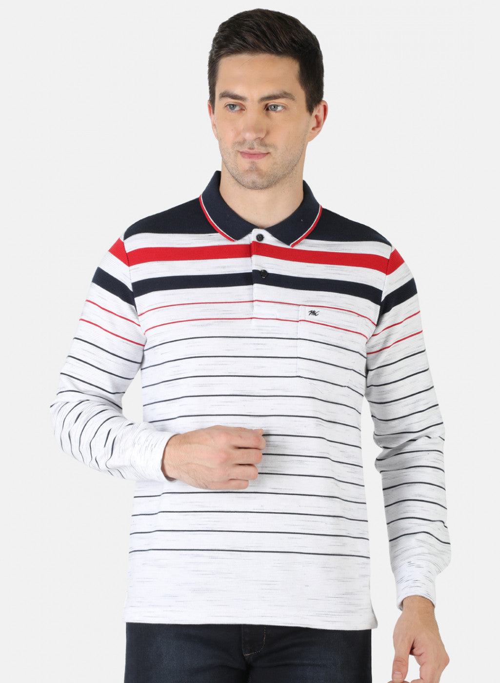 Men NAvy Blue Stripe T-Shirt