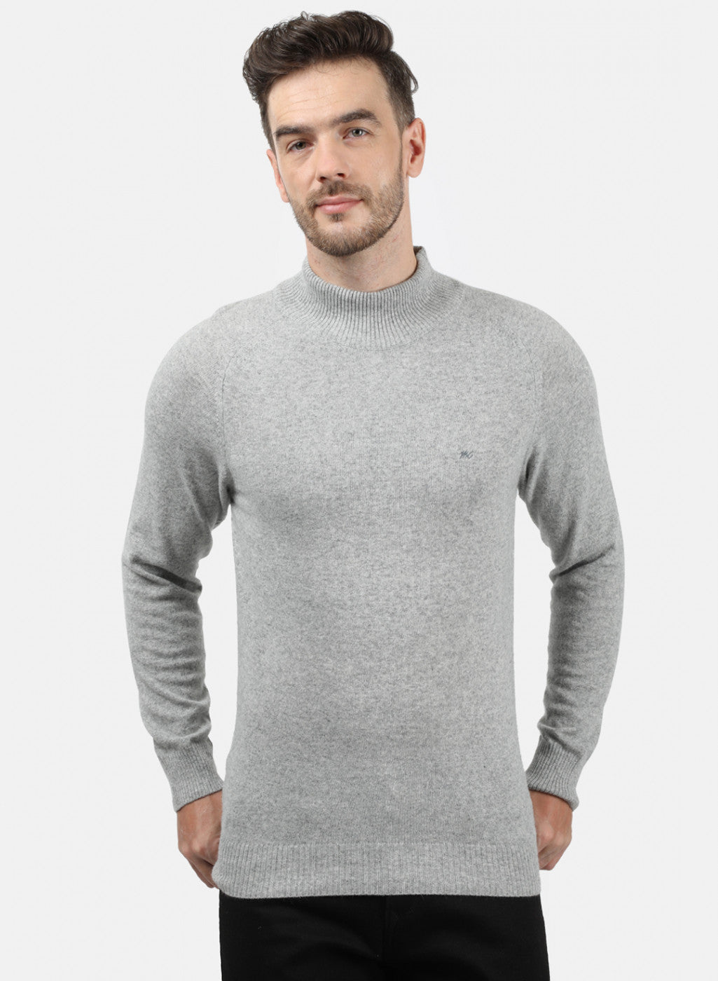 Men Grey Solid Pullover