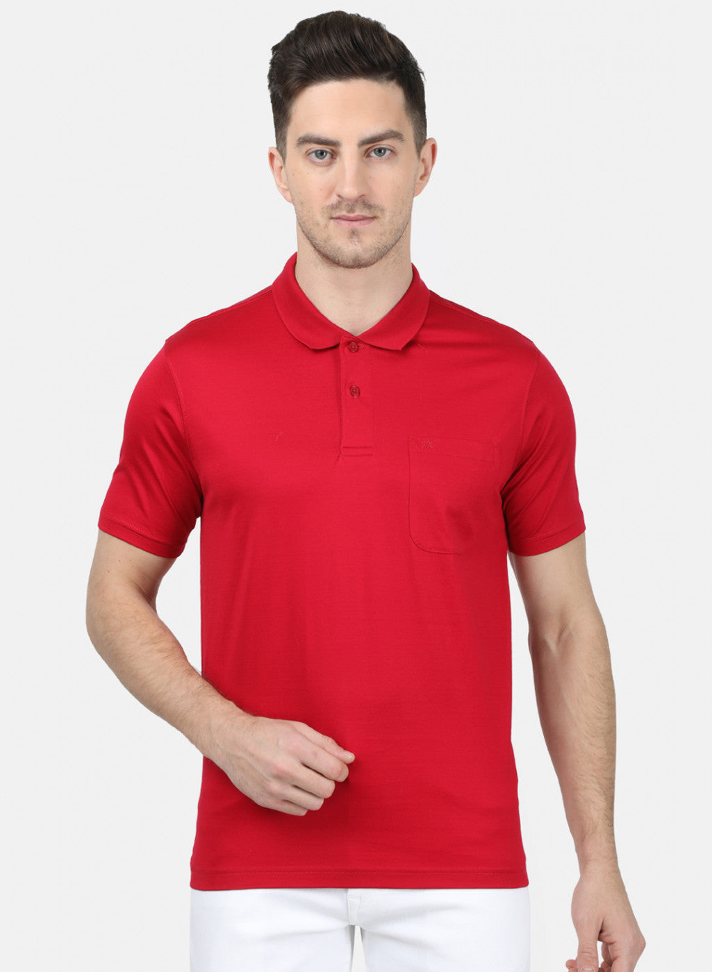 Mens Red Plain T-Shirt