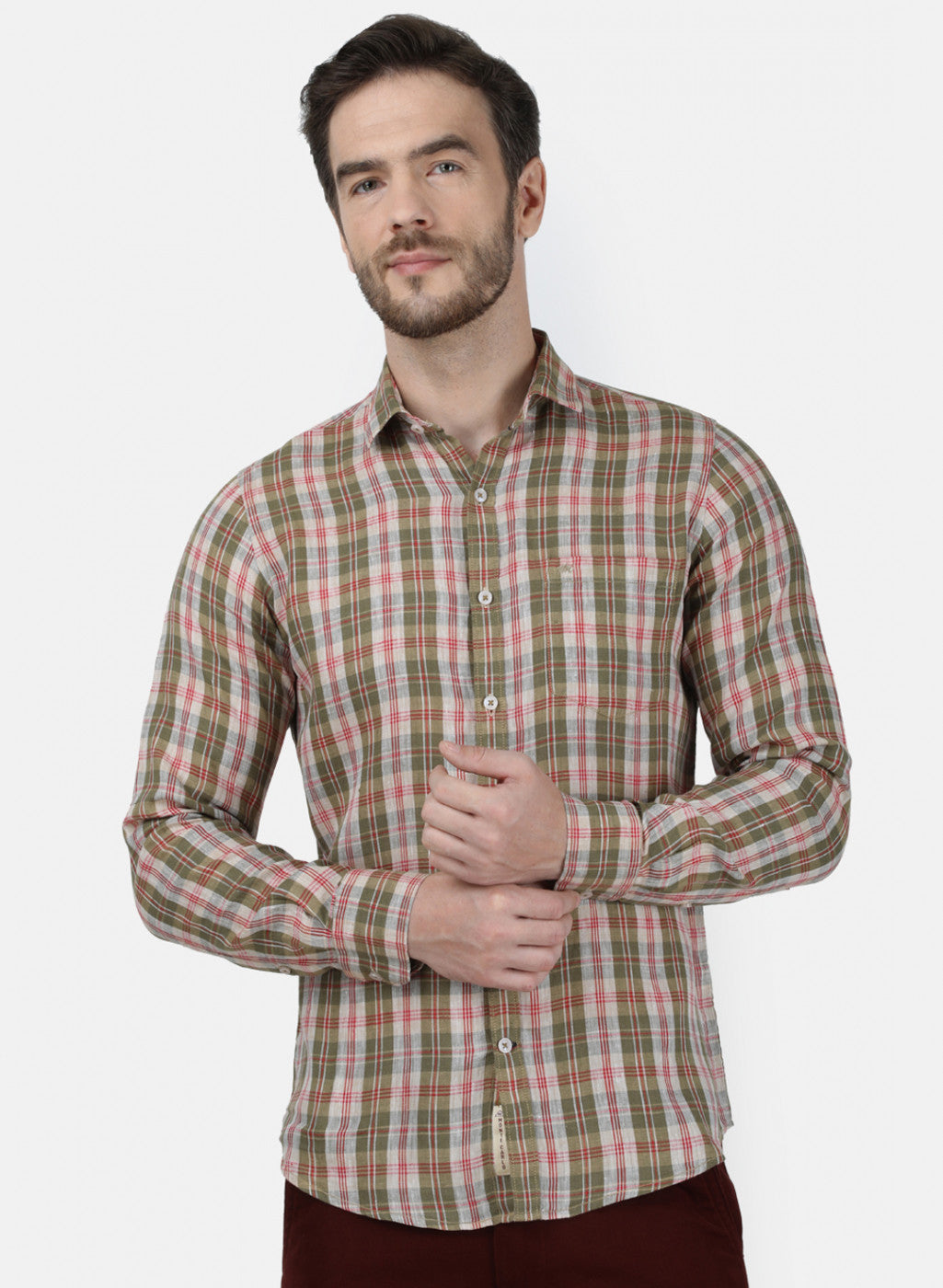 Mens Olive Check Shirt