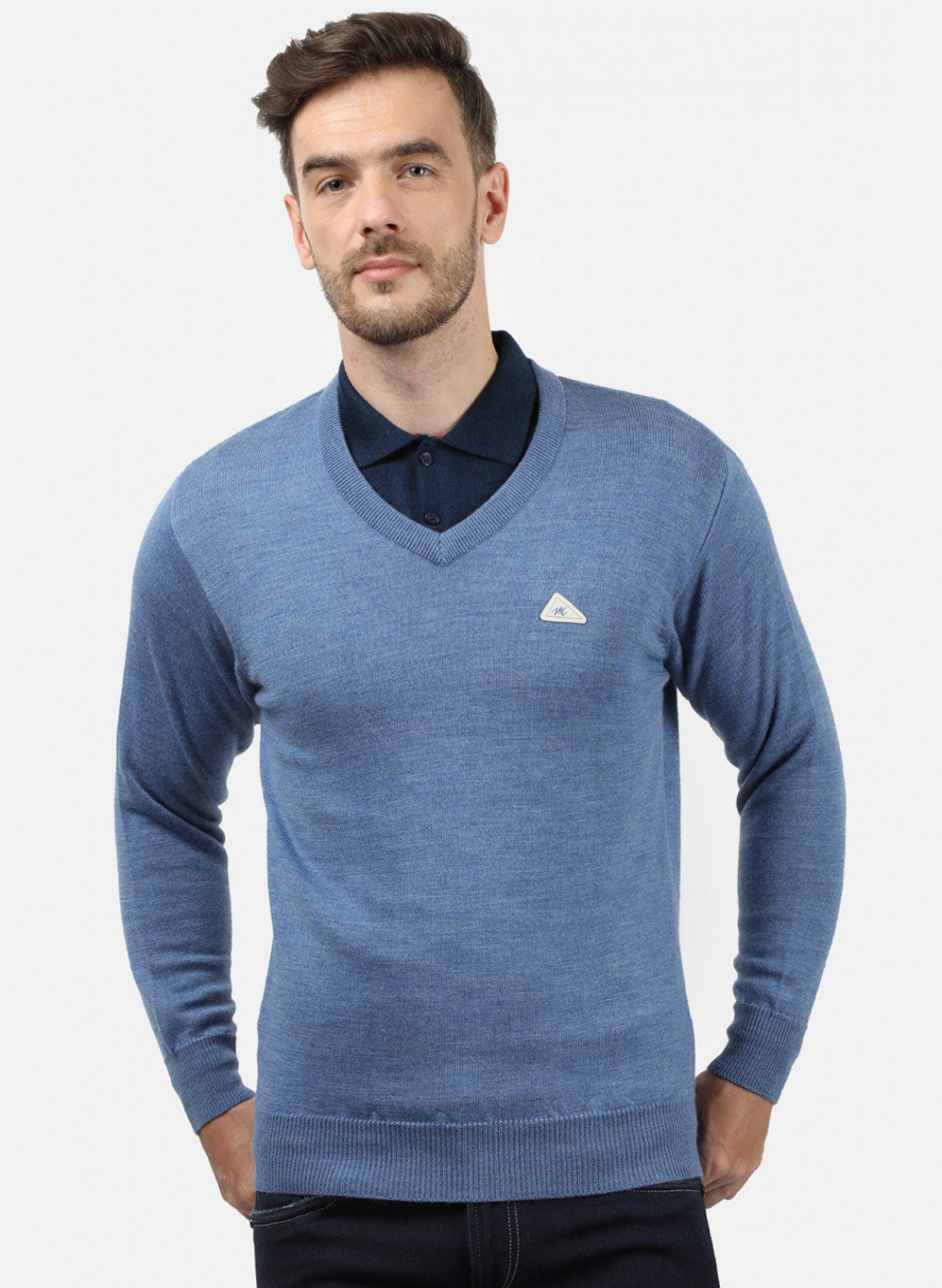 Men Blue Solid Pullover