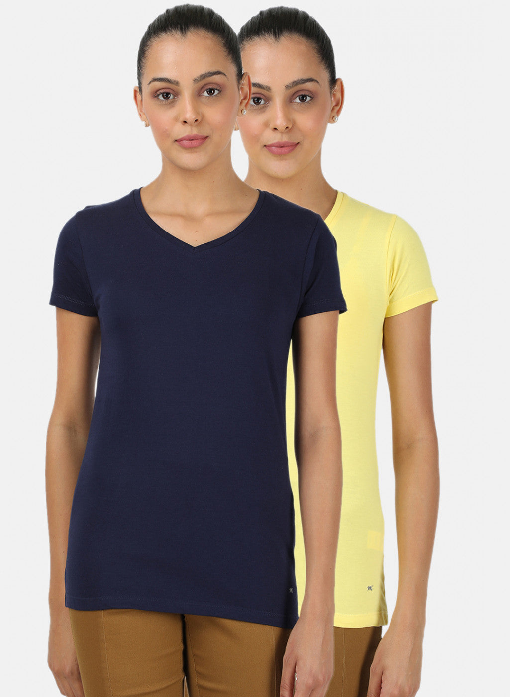 Womens Yellow & Blue Plain Top 2Pc Set